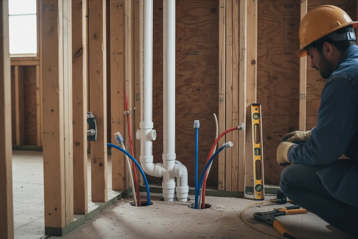 Drain and supply rough-in during Garbage Disposal Repair in Worcester